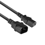 ACT Power Cable 1.8m, C13 to C14 Extension Cable for Cold Devices, IEC Male to Female 3 Pin Power Cable- AK5030 Black