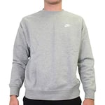 Nike M NSW Club CRW Bb Long Sleeved T-Shirt - Dark Grey Heather/(White), 2XL-T