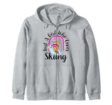 Skiing Girl Boho Rainbow Winter Sports Ski Lover Girls Zip Hoodie