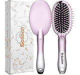 Hair Brush, Detangler Brush for Girls Boys Women Men Kids Wet Dry Hair, Mini Travel Detangling Brush for All Hair Types Glide Through Tangles With Ease for Smoothing Massaging Detangling, Rose Gold