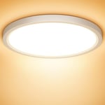 NIBSHOOM Plafonnier LED, 18W Luminaire Plafonnier Étanche IP44 Blanc Froid 3000K 1800LM, Lampe LED Chambre, Plafonnier Rond de 22cm Pour Chambre à Coucher Salle De Bain Salon Cuisine Bureau