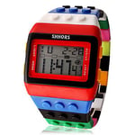 FENKOO Unisexe Arc-en-Ciel de Digital Montre Bracelet Rouge