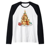 Pancake Pile Pancake Maker Christmas Hat Xmas Raglan Baseball Tee