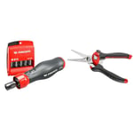 Facom Tournevis Assisté 4V E-PROTWIST avec Embouts PH-PZ-6 Pans Torx - Jeu de 12 Pièces - ATPA4V.J12APB, Noir/Rouge & Cisaille multi-usage - 980P