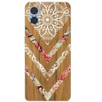 Coque pour Moto E13 Bois Marbre Fleur dentelle