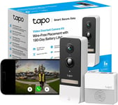 Tapo D230S1 2K 5MP Battery Video Doorbell Wireless, Security Camera Doorbell, No