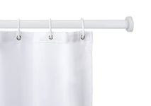 WENKO Barre de douche télescopique Luz, barre de rideau de douche extensible avec adaptateur mural, montage mural facile - fixation sans perçage, en aluminium inoxydable, Ø 28 mm x 110-155 cm, blanche