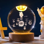 3D-kristallipallo LED-puisella pohjalla, USB-virtalähteellä lämmin valkoinen valo 3D Crystal Ball -yövalopistoke kodin sisustukseen, lapsille ja aikuisille