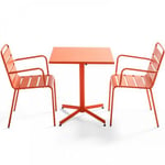 Ensemble table de jardin carrée et 2 fauteuils métal orange Palavas  Oviala