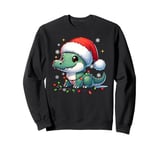 Cute Baby Alligator in Santa Hat with Christmas Lights Sweatshirt