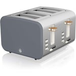 Swan Nordic Style 4 Slice 1500W Grey Variable Browning Level Loaf Bread Toaster