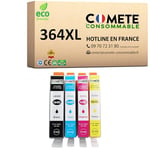 COMETE, Marque française - 364XL - 4 Cartouches d'encre Compatibles avec HP 364 XL - pour HP Photosmart 5510 5520 B109a Deskjet 3070A 3520 Officejet 4620 4622 (1 Noire 1 Cyan 1 Magenta 1 Jaune)