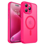 BENTOBEN Magnetic Case for iPhone 15 Pro Max [Compatible with MagSafe], [Full Camera Protection] Translucent Matte Soft TPU Military Grade Protection Shockproof Cover for iPhone 15 Pro Max, Hot Pink