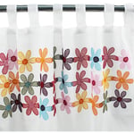 United flowers - Voilage à pattes fleurs multicolores blanc 110x250