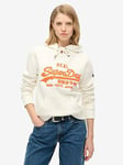 Superdry Neon Vl Emb Graphic Hoody - White, White, Size 10, Women