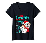 Womens English Bulldog How Snowflakes Are Really Made Funny Dog V-Neck T-Shirt