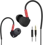 Sport écouteurs avec Contrôle Microphone Casque in-Ear avec Memory Fil sur l'oreille de Conception Earpods Oreillettes Earphone Noir/Rouge