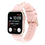 Apple Watch Series 4 40mm äkta läderarmband med fästanordning i roséguld - Rosa