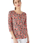 Damart - Pull Maille Fine Manches 3/4, Femme, Col Rond, Rose Floral, Manche 3/4