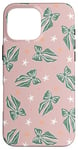 iPhone 16 Pro Max Aesthetic Green Bow On Light Pink Coquette Pink Christmas Case