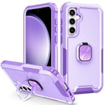 Hybrid Case for Samsung Galaxy S23 FE with Finger Ring Holder Full-Body Rugged Shockproof Heavy Duty Advanced Protective Cover Kickstand Bumper Phone Case for Samsung Galaxy S23 FE Light Purple