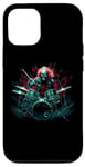 iPhone 12/12 Pro Skeleton Drummer Guy Rock And Roll Band Rock On Drum Kit Case