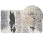 Tapis Blanc et Gris en Polypropylène 80 x 150 cm Abstrait Poil Long Moderne Mar