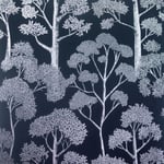 Delamere Navy Blue Silver Wallpaper Arthouse Metallic Tree Natural Floral