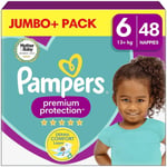 Pampers Baby Size 6 Nappy 13+ Kg Premium Protection Soft Jumbo+ Pack 48 Nappies