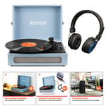 Briefcase Record Player with Bluetooth Headphones & Built-in Speakers USB RP118E