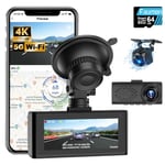 Dash Cam Front and Rear, 4K+1080P Dual Dash Camera for Cars with WiFi & GPS, Dashboard Camera Dashcam with App Control, Free 64GB Card, 170° Wide Angle, G-Sensor, Loop Recording, 24H Parking Mode