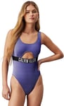 Calvin Klein Maillot de Bain Femme One Piece Ajouré, Bleu (Sapphire Blue), S