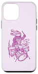 Coque pour iPhone 12 mini Crocodile jouant de la batterie en forme de crocodile, percussion, reptile