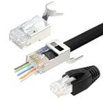 (2ème génération Connecteur RJ45 Cat7 Cat6A Fiche Réseau Pass Through RJ45 pour Câble de Pose Blindé avec Guide du Fil et Protection Anti-torsion Lot de 20