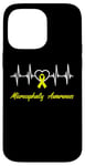 Coque pour iPhone 14 Pro Max Ruban jaune pour sensibilisation à la microcéphalie Love Heartbeat