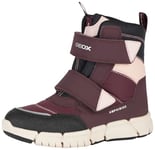 Geox J FLEXYPER Girl B AB Ankle Boot, Dk Burgundy, 1 UK