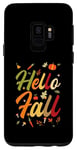 Galaxy S9 Hello Fall Autumn Colors Leaves Pumpkins Fall Vibes Season Case