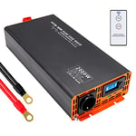 DATOUBOSS Convertisseur 12v 220v 230V Pur Sinus 2000W/4000W Onduleur Onde sinusoïdale Pure Transformateur avec 1 Prises EU et 1 Ports USB et 1 Ports Type-c et Écran LCD