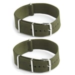 2x Klockarmband Militär Nylon Canvas Dykare G10 Herr Färg: Grön Bredd: 18mm