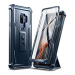 Dexnor Coque pour Samsung Galaxy S9 Plus avec Protecteur d'écran intégré et béquille intégrale à 360° - Protection intégrale de qualité Militaire résistante aux Chocs - Bleu