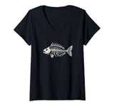 Womens Fish Skeleton | Ironic Ocean Life Funny Fish Bones Nautical V-Neck T-Shirt