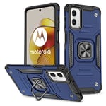 iCatchy for Motorola Moto G73 Case Ring Holder Military Grade Protective Silicone Shockproof Tough Armor Phone Cover Compatible with Motorola Moto G73 Phone Cover (Blue)