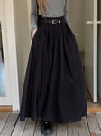 Qiukichon-Jupe Longue Mi-Longue Grise Pour Femme,Tenue Maxi,Gothique,Lolita,Taille Haute,À Volants,Plissée,Automne Hiver 2023