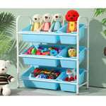 JACKWS Interesting Lovely Best Iron Tube Children's Toy Storage Unit 3 Tier Toy Organiser Playroom Display Stand with Removable 9 Plastic Bins Boxes in Candy Colour for Kids Room Gift (Color : 2D)