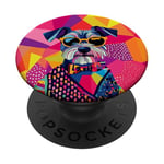 Figurine schnauzer miniature tendance et colorée Pop Art PopSockets PopGrip Adhésif