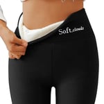 Dam Vinter Sherpa Fleece Fodrade Leggings Thermal Warm Byxor Stretchy Tjock Mjuk Black 2XL