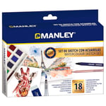 Alpino Ensemble complet d'aquarelles pour dessiner | Comprend des aquarelles 12 couleurs, un feutre fin, un crayon gomme, un pinceau réservoir et un guide pour apprendre à dessiner.