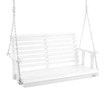 VEVOR Balançoire de Porche en Bois, 1240x710x600 mm, Banc de terrasse pour Cour et Jardin, Forte capacité de Charge 400 kg, Banc de balançoire Robuste avec chaîne de Suspension pour extérieur, Blanc