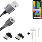 Data charging cable for + headphones Google Pixel 4 + USB type C a. Micro-USB ad