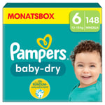 Pampers Baby-Dry blöjor, storlek 6, 13-18 kg, månadsförpackning (1 x 148 blöjor)